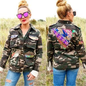 Beautiful Stories Camo Boho Jacket